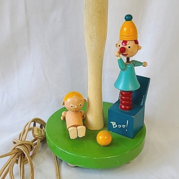 Vintage Painted Wood Children's Lamp - Picture 2 of 5